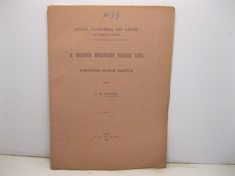 De aequationum differentialium partialium natura. Disquisitiones quaedam analyticae