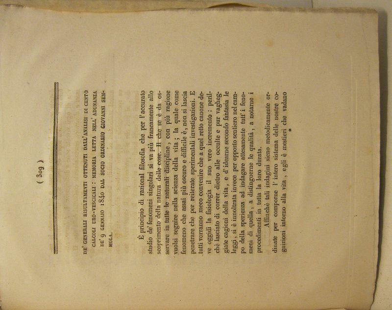 De' generali risultamenti ottenuti dall'analisi di cento calcoli uro-vescicali. Memoria.