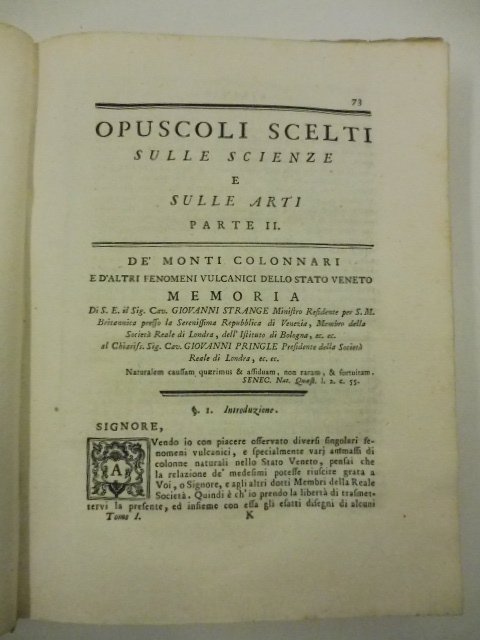 De' monti Colonnari e d'altri fenomeni vulcanici dello stato veneto. …