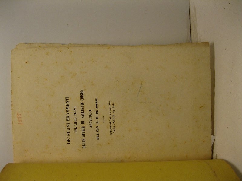De' nuovi frammenti del libro terzo delle storie di Sallustio …
