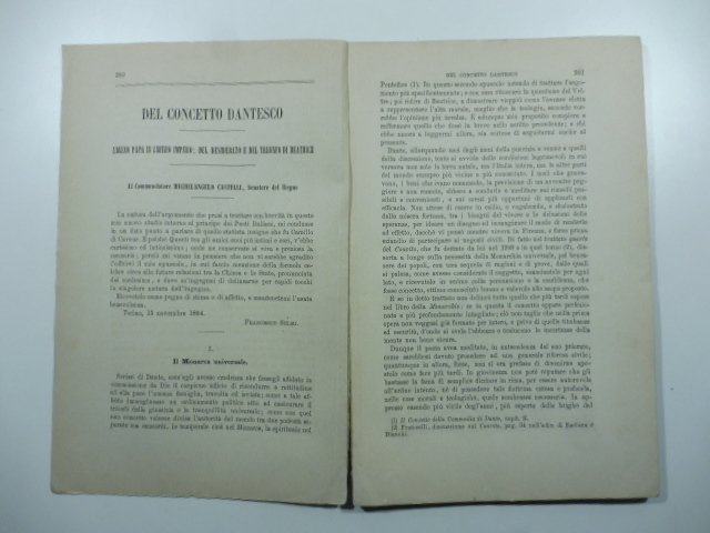Del concetto dantesco Libero Papa in libero impero; Del Desiderato …
