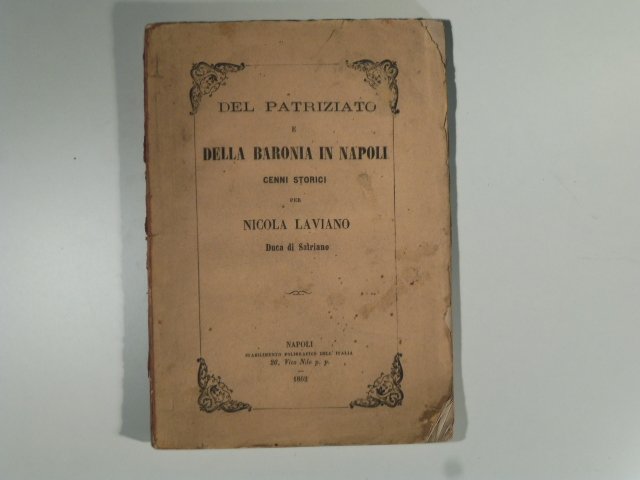 Del patriziato e della baronia in Napoli. Cenni storici | Immagine principale