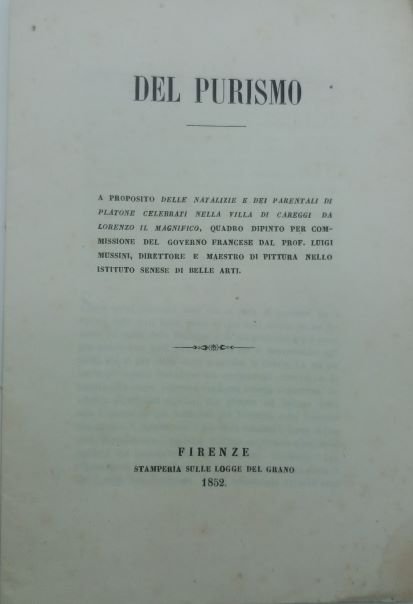 Del Purismo. A proposito delle Natalizie e dei parentali di …