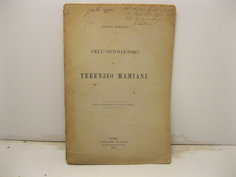 Dell'ontologismo di Terenzio Mamiani. Estratto dal periodico Gli Studi in …