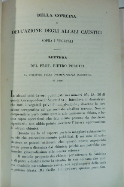 Della conicina e dell'azione degli alcali caustici sopra i vegetali. …