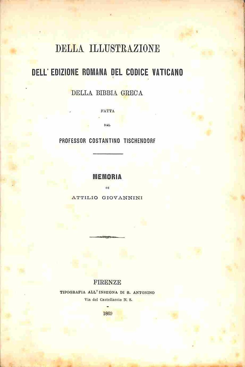Della illustrazione dell'edizione romana del Codice Vaticano della Bibbia greca …