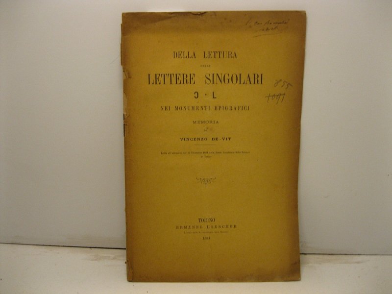 Della lettura delle lettere singolari O - L nei monumenti …