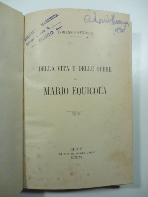 Della vita e delle opere di Mario Equicola