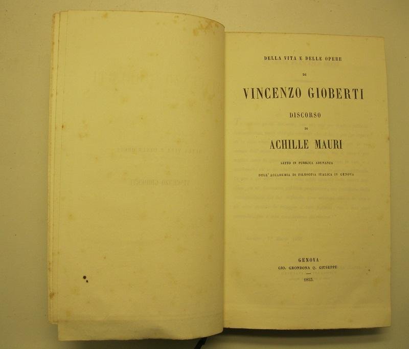 Della vita e delle opere di Vincenzo Gioberti. Discorso