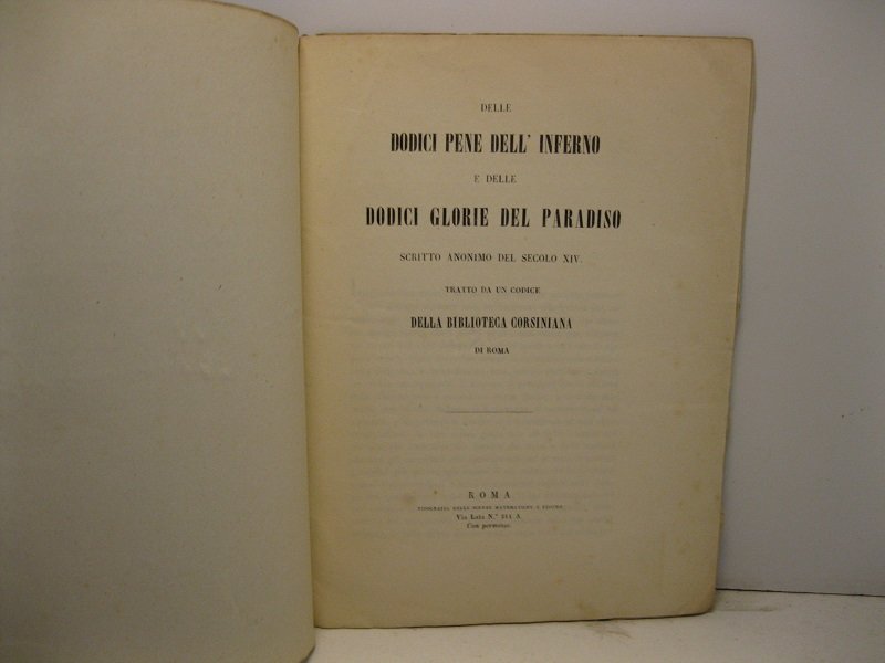 Delle dodici pene dell'Inferno e delle dodici glorie del Paradiso. …