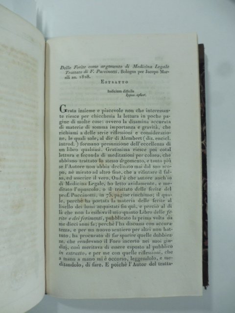 Delle ferite come argomento di Medicina Legale. Trattato di F. …