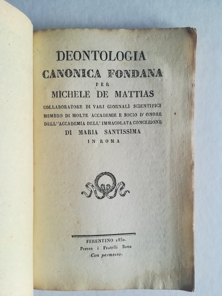 Deontologia canonica fondana