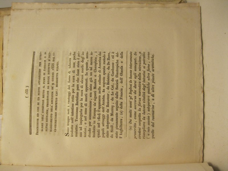 Descrizione ed uso di un nuovo apparecchio per introdurre nell'intestino …