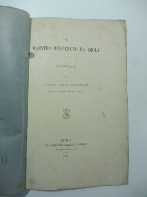 Di maestro Benvenuto da Imola. Questioni