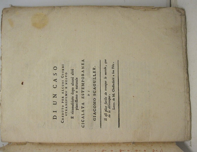 Di un caso creduto per alcuni giorni stranissimo e nuovo …