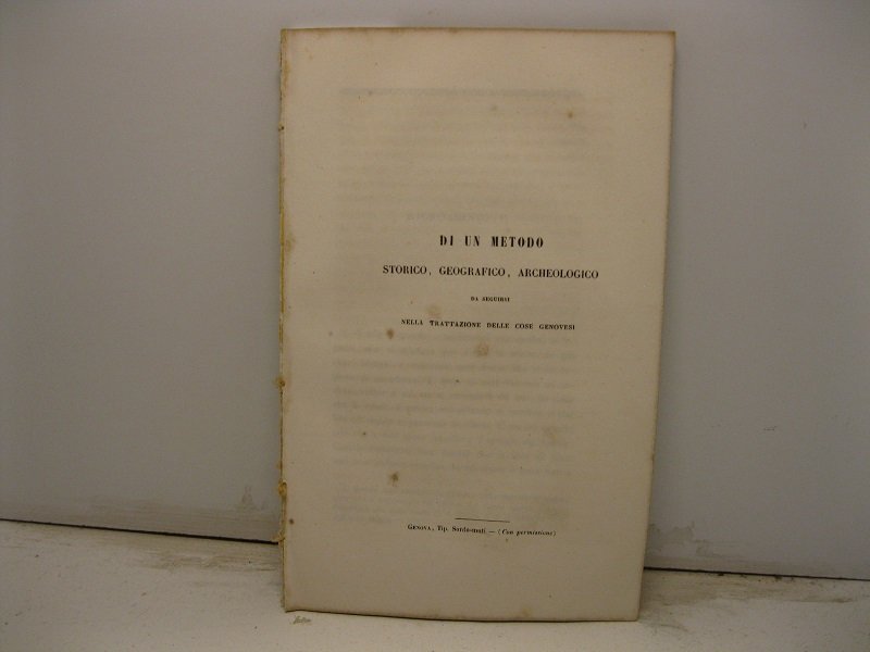 Di un metodo storico, geografico, archeologico da seguirsi nella trattazione …