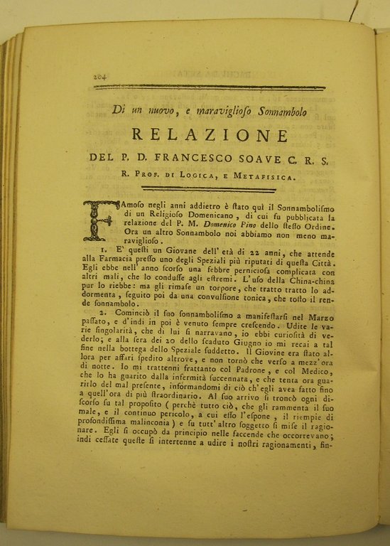 Di un nuovo e maraviglioso sonnambulo; LEG. CON Riflessioni. intorno …