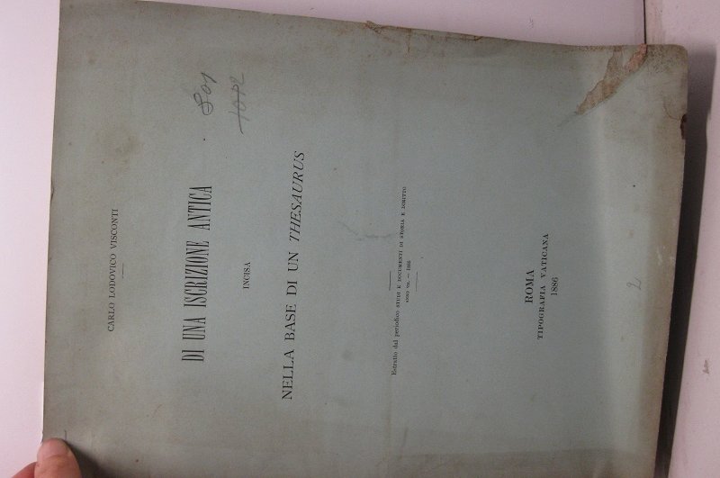Di una iscrizione antica incisa nella base di un Thesaurus. …