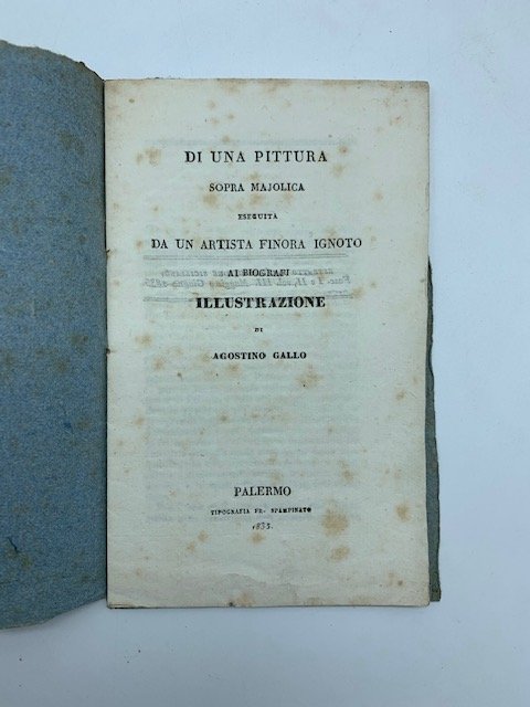 Di una pittura sopra majolica eseguita da un artista finora …
