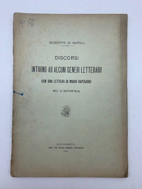 Discorsi intorno ad alcuni generi letterarii con una lettera di …