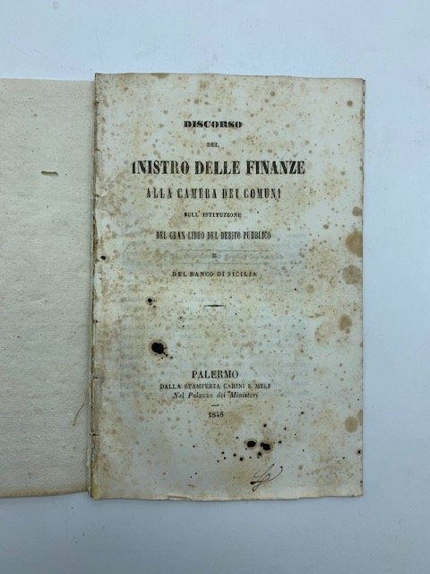 Discorso del Ministro delle Finanze alla Camera dei Comuni sull'istituzione …