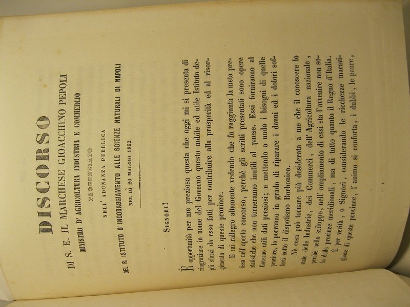 Discorso di S. E. il marchese Gioacchino Pepoli minostro d'agricoltura …