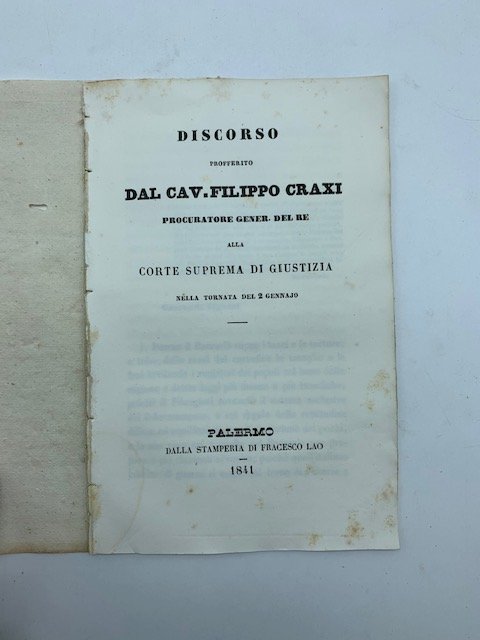 Discorso profferito dal Cav. Filippo Craxi alla Corte suprema di …