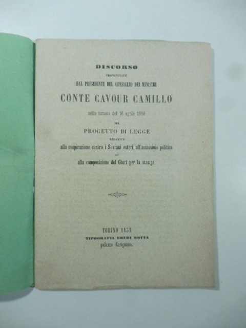 Discorso pronunziato. sul progetto di legge relativo alla cospirazione contro …