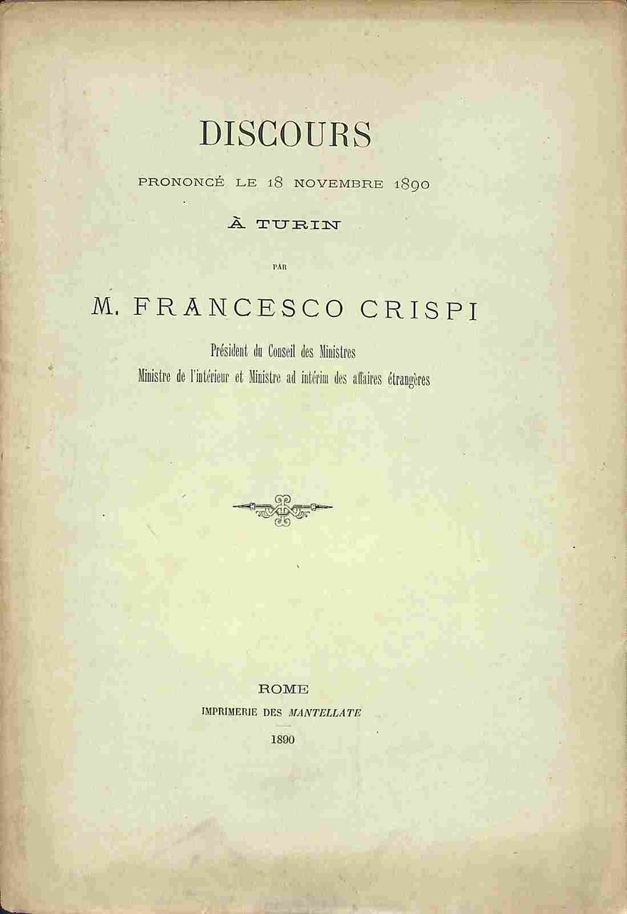 Discours prononce' le 8 octobre 1890 a Florence par M. …