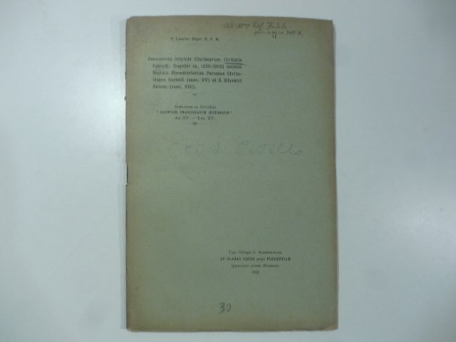 Documenta originis Clarissarum Civitatis Castelli Eugubii (a. 1223-1263) necnon statuta monasteriorum Perusiae
