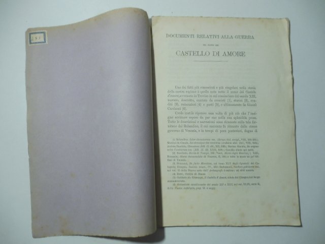 Documenti relativi alla guerra pel fatto del Castello di Amore