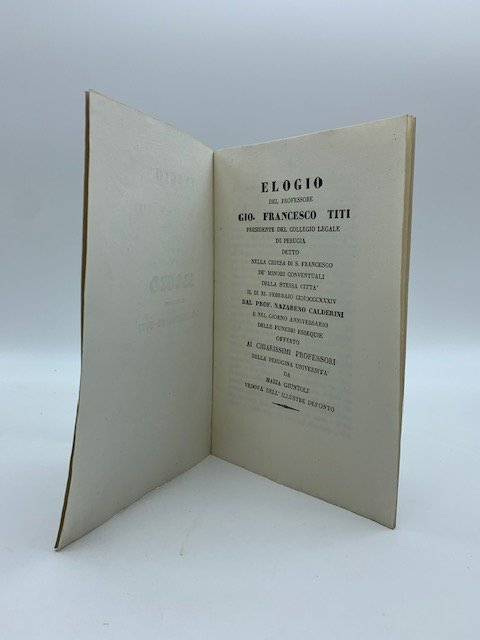 Elogio del Professore Gio. Francesco Titi Presidente del Collegio legale … | Immagine principale