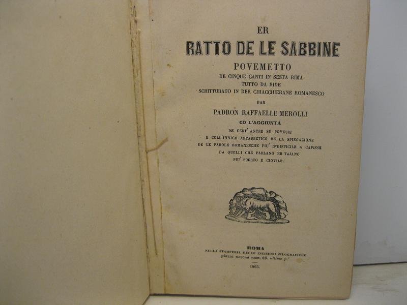 Er ratto de le sabbine povemetto de cinque canti in …