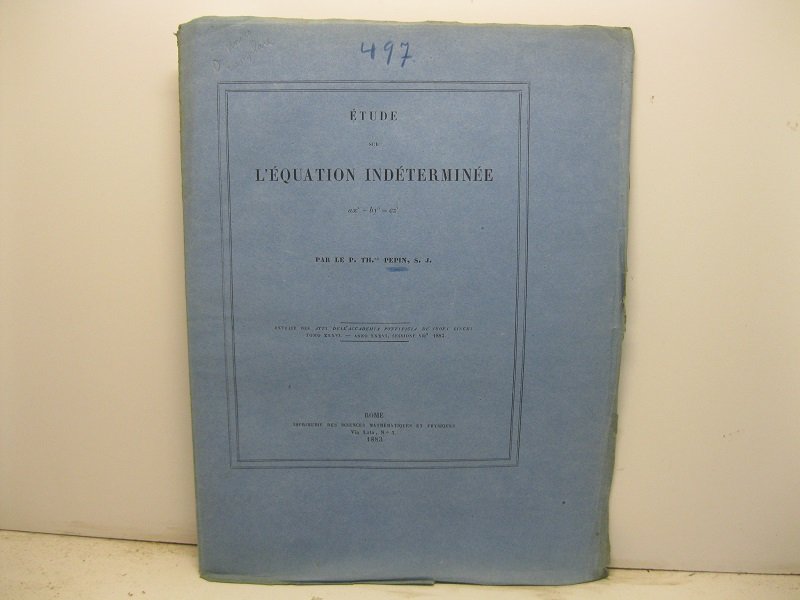 Etude sur l'equation inde'termine'e ax4 + by4 = cz2