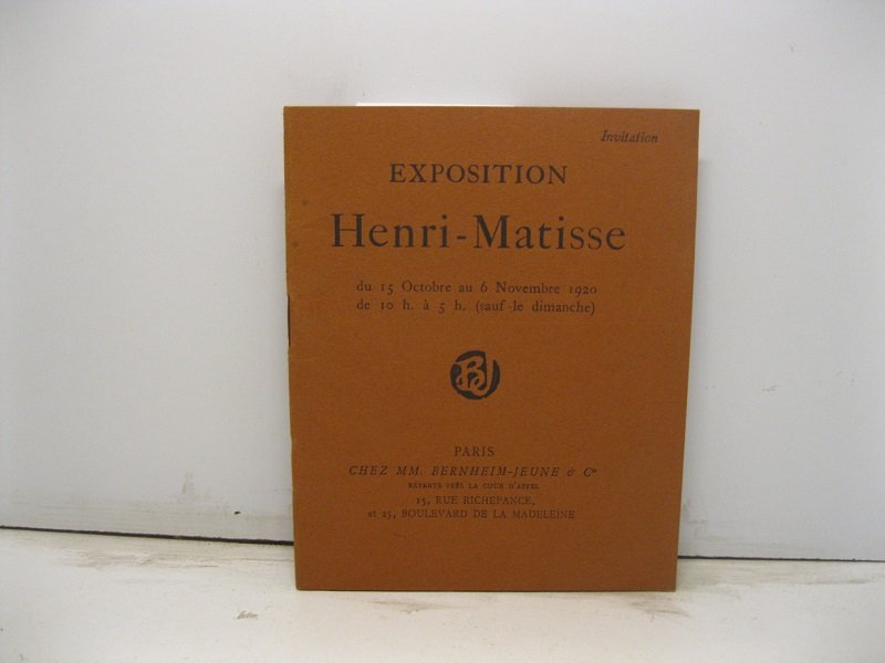 Exposition Henri Matisse du 15 octobre au 6 Novembre 1920 …