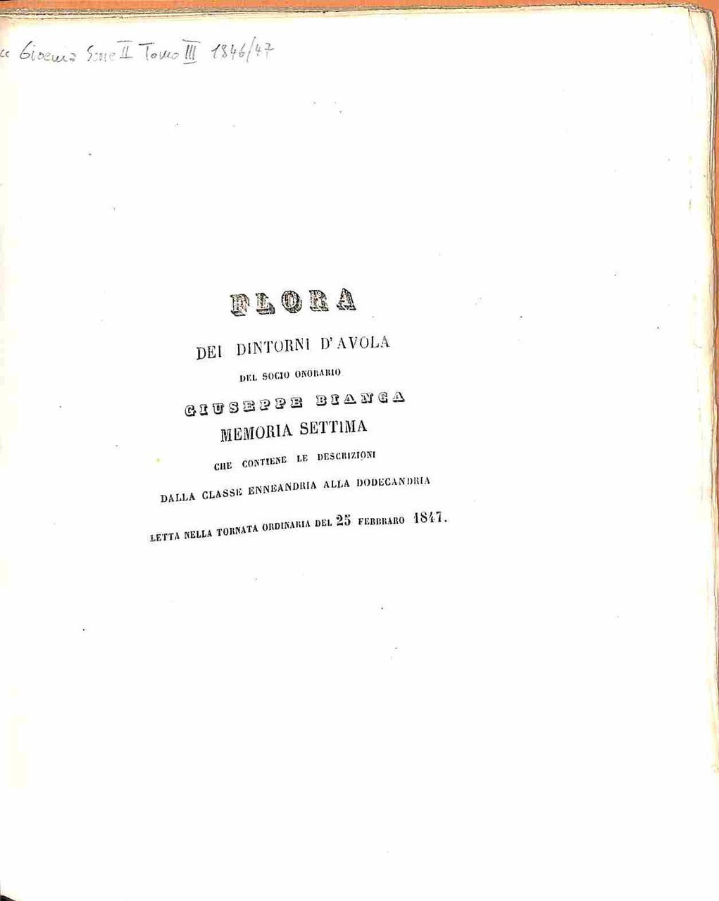 Flora dei dintorni di Avola Memoria settima che contiene le …