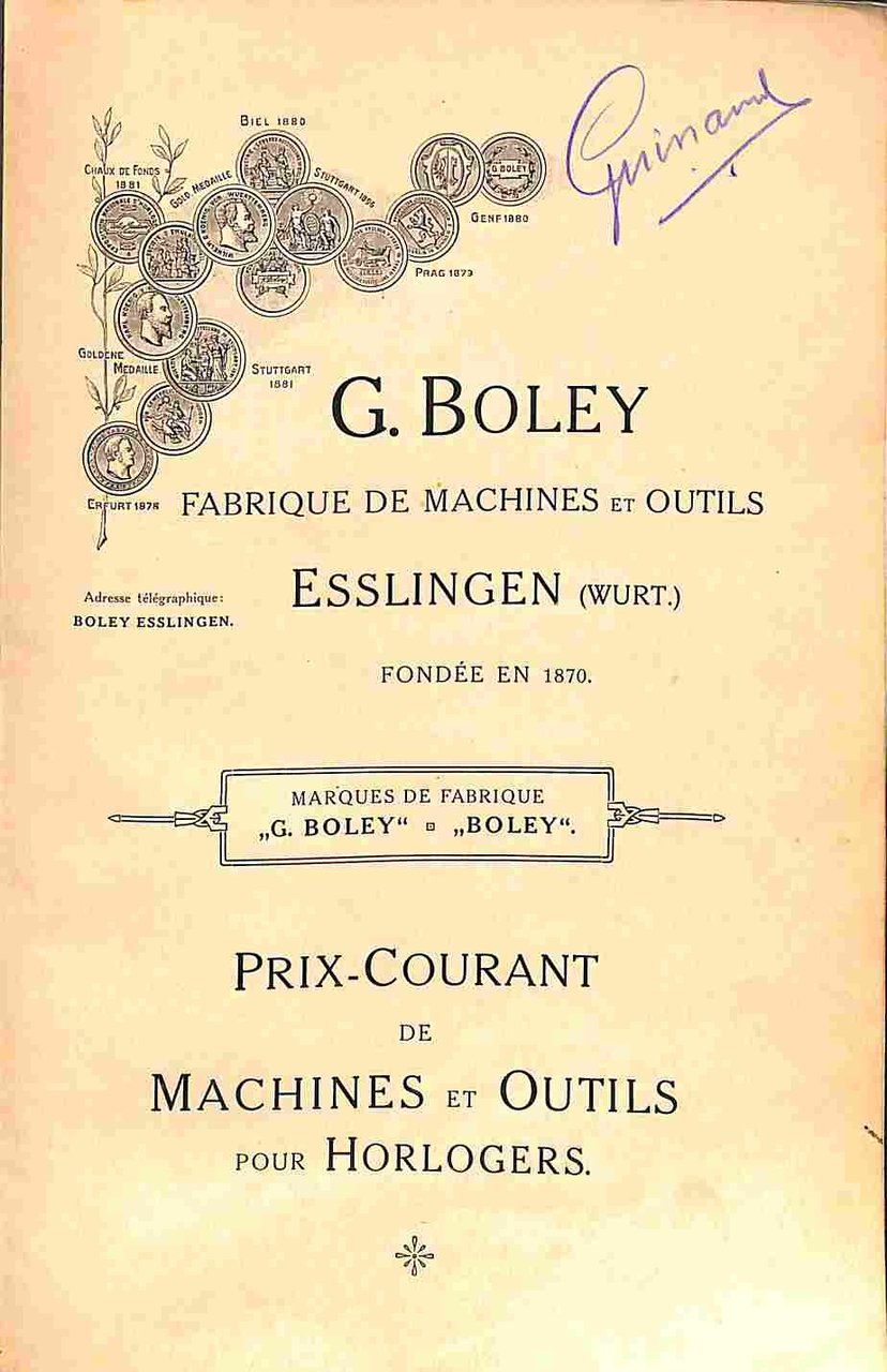G. Boley fabrique de machines et outils, Esslingen. Prix courant …