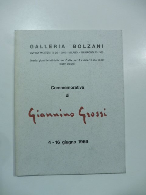 Galleria Bolzani, Milano. Commemorativa di Giannino Grossi | Immagine principale
