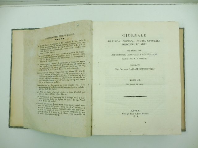 Giornale di fisica, chimica, storia naturale, medicina ed arti. Tomo IX
