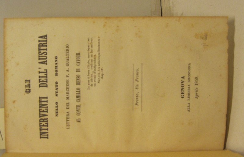 Gli interventi dell'Austria nello stato romano. Lettera del marchese F. …