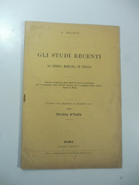 Gli studi recenti di Storia romana in Italia
