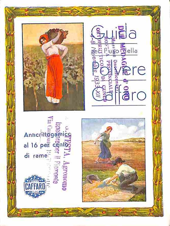 Guida per l'uso della polvere Caffaro anticrittogamico (pieghevole pubblicitario)