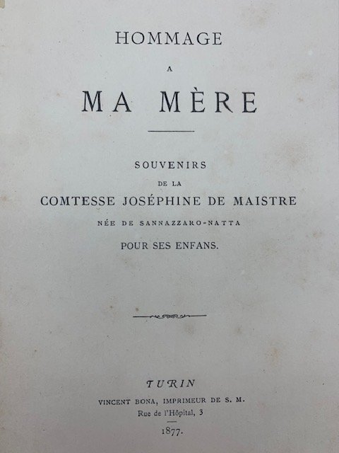 Hommage a ma mere. Souvenirs de la Comtesse Josephine de … | Immagine principale