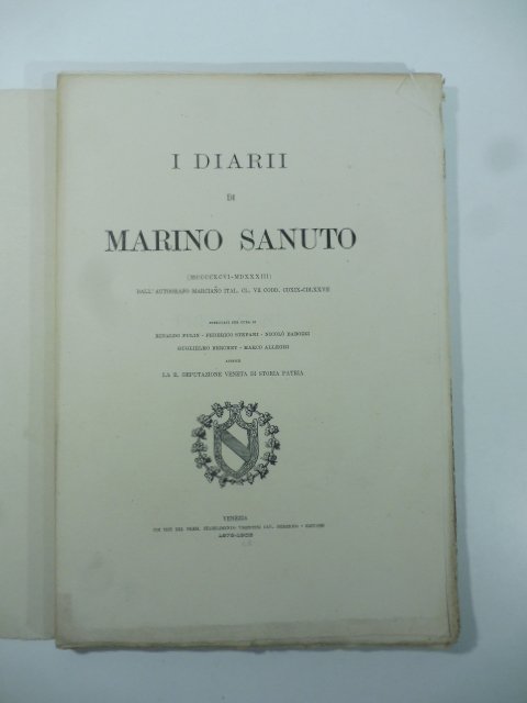 I diarii di Marino Sanuto (MCCCCXCVI-MDXXXIII) dall'autografo Marciano. Prefazione