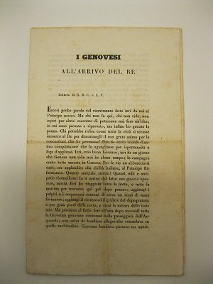 I genovesi all'arrivo del Re. Lettera di G. B. C. …