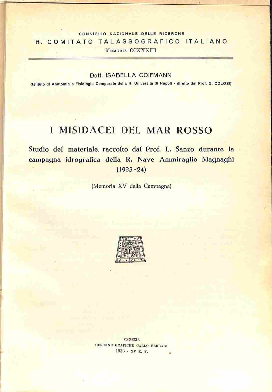 I Misidacei del Mar Rosso Studio del materiale raccolto dal …