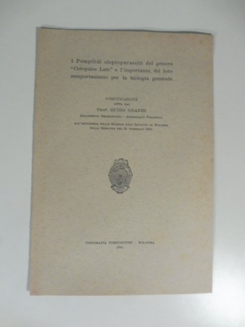 I Pompilidi cleptoparassiti del genere Ceropales Latr. e l'importanza del …