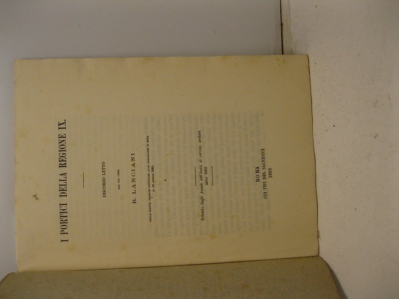 I portici della regioone IX. Estratto dagli Annali dell'Instit. di …