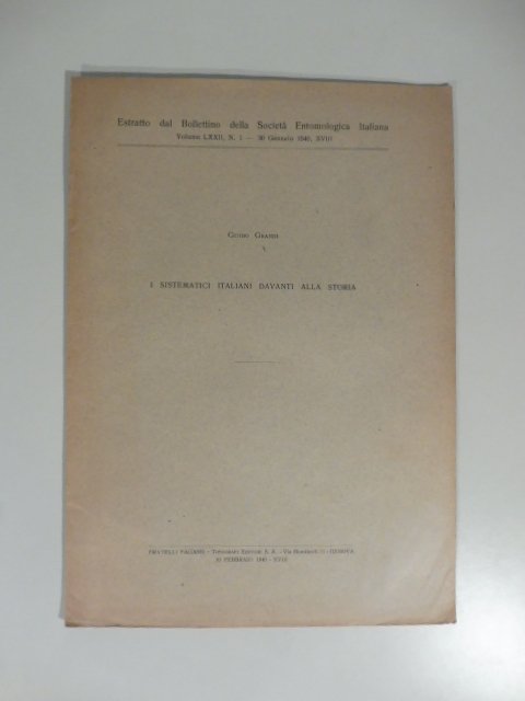 I sistematici italiani davanti alla storia