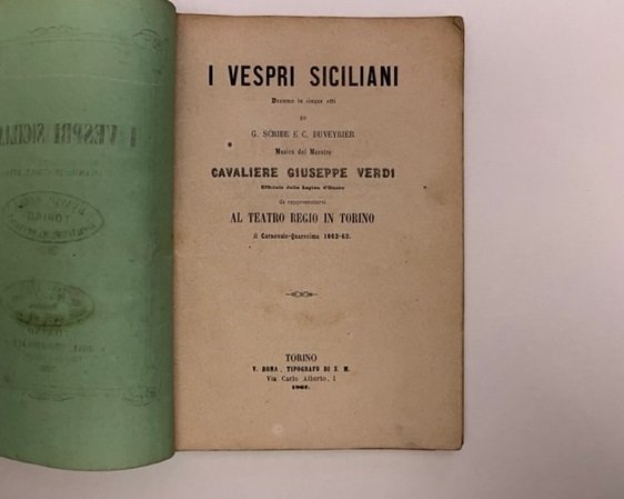 I vespri siciliani. Dramma in cinque atti di G. Scribe …